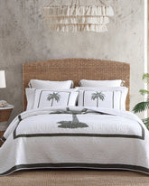 Palm Island Reversible Full/Queen Quilt - Grey