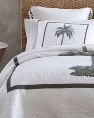 Palm Island Reversible King Quilt - Grey