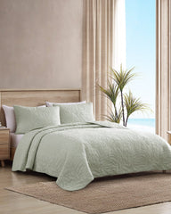 Solid Costa Sera 2-Piece Standard Quilted Sham Set - Green