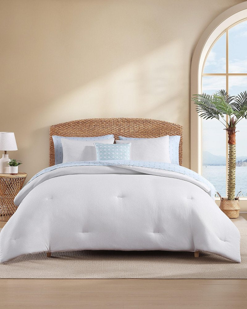 Seersucker Solid 8-Piece King Comforter Set - White