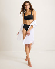 Palm Modern Square-Neck Bikini Top - Black