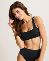 Palm Modern Square-Neck Bikini Top - Black