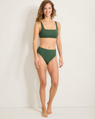 Palm Modern Square-Neck Bikini Top - Dark Tea Leaf