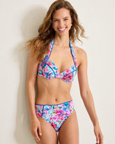 Watercolor Floral Underwire Halter Bikini Top - Dusty Lupine