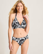 Sunset Blooms Reversible Halter Bikini Top - Black Rev