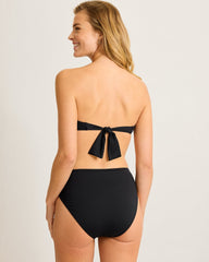 Pearl V-Front Bandeau Bikini Top - Black