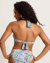 Island Cays Poolside Palms Halter Bikini Top - Four Leaf Clover
