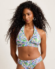 Island Cays Poolside Palms Halter Bikini Top - Four Leaf Clover
