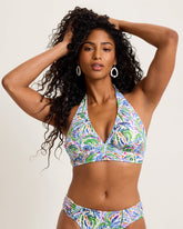 Island Cays Poolside Palms Halter Bikini Top - Four Leaf Clover
