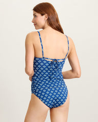 Noble Pineapple Reversible Maillot Tankini Top - Indigo Tide Rev