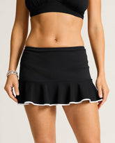 Island Cays Cabana Flounce Skirted Bikini Bottoms - Black
