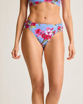 Tropic Isles Chambray Beach Shirred Hipster Bikini Bottoms - Blue Monday