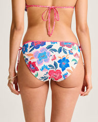 Tropi Flora Reversible String Bikini Bottoms - White Rev