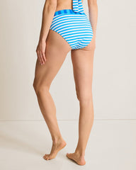 Ocean Stripe High-Waist Bikini Bottoms - Big Island Blue