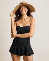 Pearl Bandeau Swim Dress - Black