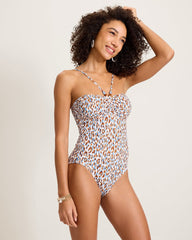 Leo Aloha Halter-Style Bandeau One-Piece Swimsuit - Candied Pecan