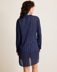 Cadiz Chiffon Boyfriend Beach Shirt - Mare Navy