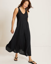 St. Lucia Linen-Blend Bias-Cut Coverup Dress - Black