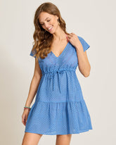 Eyelet Cotton V-Neck Coverup Dress - Blue Monday