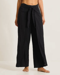 Mykonos Gauze Sarong Beach Pants - Black