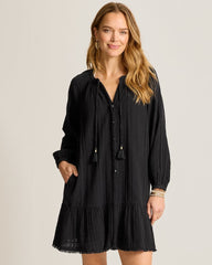 Mykonos Gauze Coverup Dress - Black