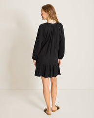 Mykonos Gauze Coverup Dress - Black