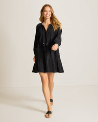 Mykonos Gauze Coverup Dress - Black