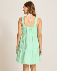 Mykonos Gauze Tiered Coverup Dress - Aqua Jade