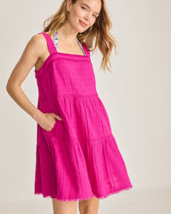 Mykonos Gauze Tiered Coverup Dress - Hibiscus Pop