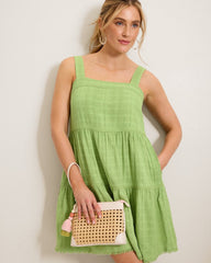 Mykonos Gauze Tiered Coverup Dress - Mint Jelly