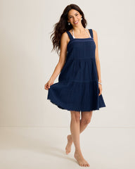 Mykonos Gauze Tiered Coverup Dress - Mare Navy