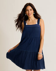 Mykonos Gauze Tiered Coverup Dress - Mare Navy