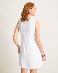 St. Lucia V-Neck Linen-Blend Coverup Dress - White