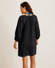 Woven Stripe Beach Tunic - Black