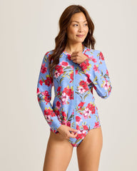 Tropic Isles Chambray Beach Full-Zip Rash Guard - Blue Monday