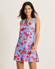 Tropic Isles Chambray Beach Split-Neck Romper - Blue Monday