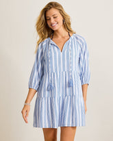 Bali Breeze Stripe Tiered Coverup Dress - Victoria Blue