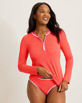 Island Cays Cabana Half-Zip Rash Guard - Citrus Coral