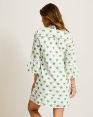 Eyelet Cove Split-Neck Coverup Dress - White