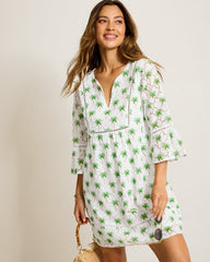 Eyelet Cove Split-Neck Coverup Dress - White