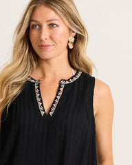 Pico Bay Split-Neck Coverup Dress - Black