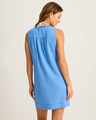 Pico Bay Split-Neck Coverup Dress - Blue Monday