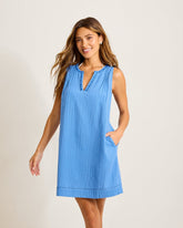 Pico Bay Split-Neck Coverup Dress - Blue Monday