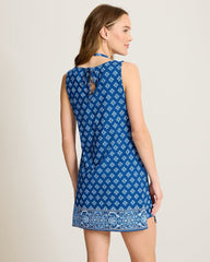 Noble Pineapple High-Neck Beach Romper - Indigo Tide