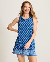 Noble Pineapple High-Neck Beach Romper - Indigo Tide