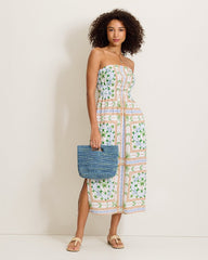 Poolside Palms Strapless Midi Coverup Dress - White