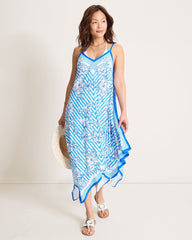 Ocean Stripe Scarf Coverup Dress - Big Island Blue