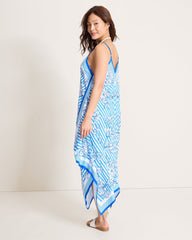 Ocean Stripe Scarf Coverup Dress - Big Island Blue