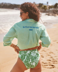 Suntan 'Til Sunset Boyfriend Beach Shirt - Four Leaf Clover