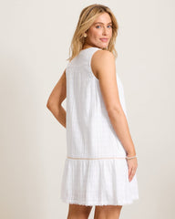 Mykonos Gauze Embroidered Coverup Dress - White